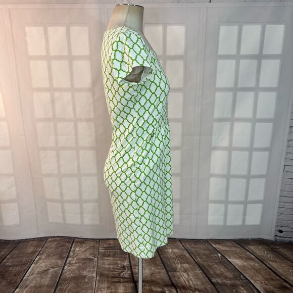 J McLaughlin white green geometric print cap sleeve sundress size small - Picture 4 of 10